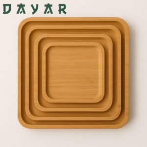 سینی چوب بامبو طرح مربع – مجموعه ۶ عددی در سایزهای مختلف